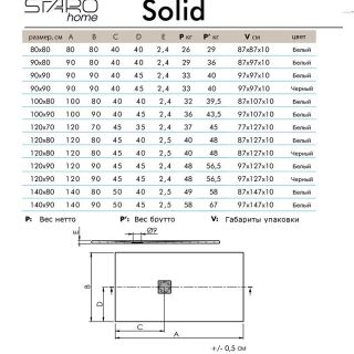 Душевой поддон Starohome Solid 1237836 100x90см чёрный матовый